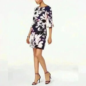 VINCE CAMUTO‎ Corpcore  Floral-Print Bell-Sleeve Dress Size 4
